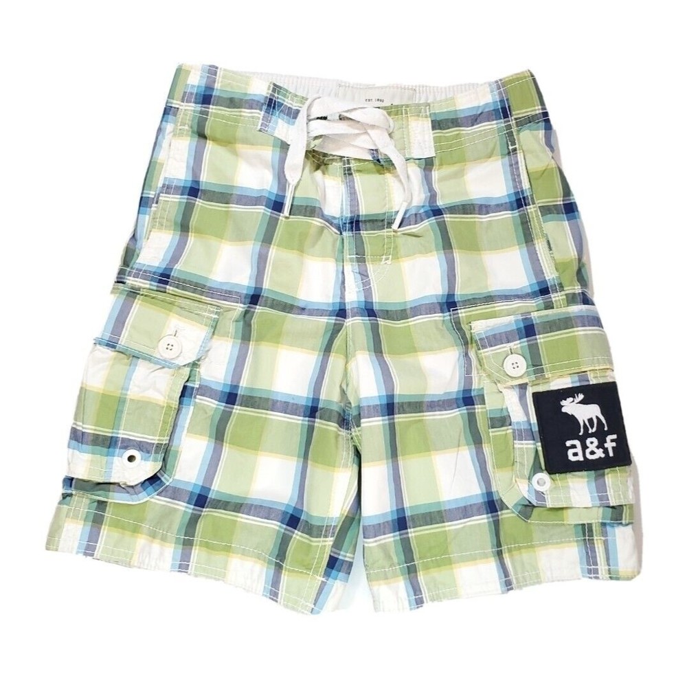 Abercrombie Fitch 28in Mens Small Plaid Board Shorts Swim Trunks Cargo Beachwear